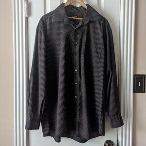 Axcess Size 17/34-35 Brown and White Striped 100% Cotton Men’s Button Down Shirt
